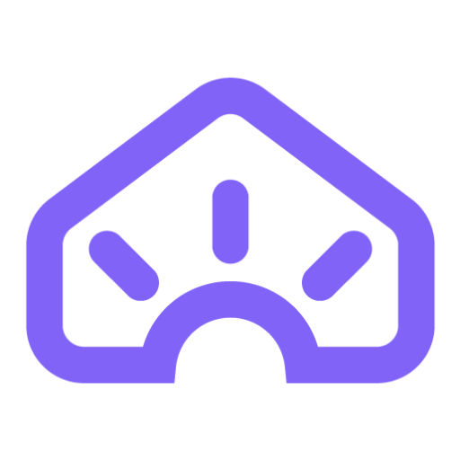 Purple geometric house emblem for Cumbrian Dreams.