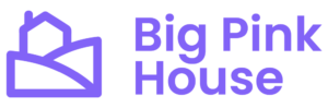 Purple brand logo for The Big Pink House featuring a house icon and bold text.